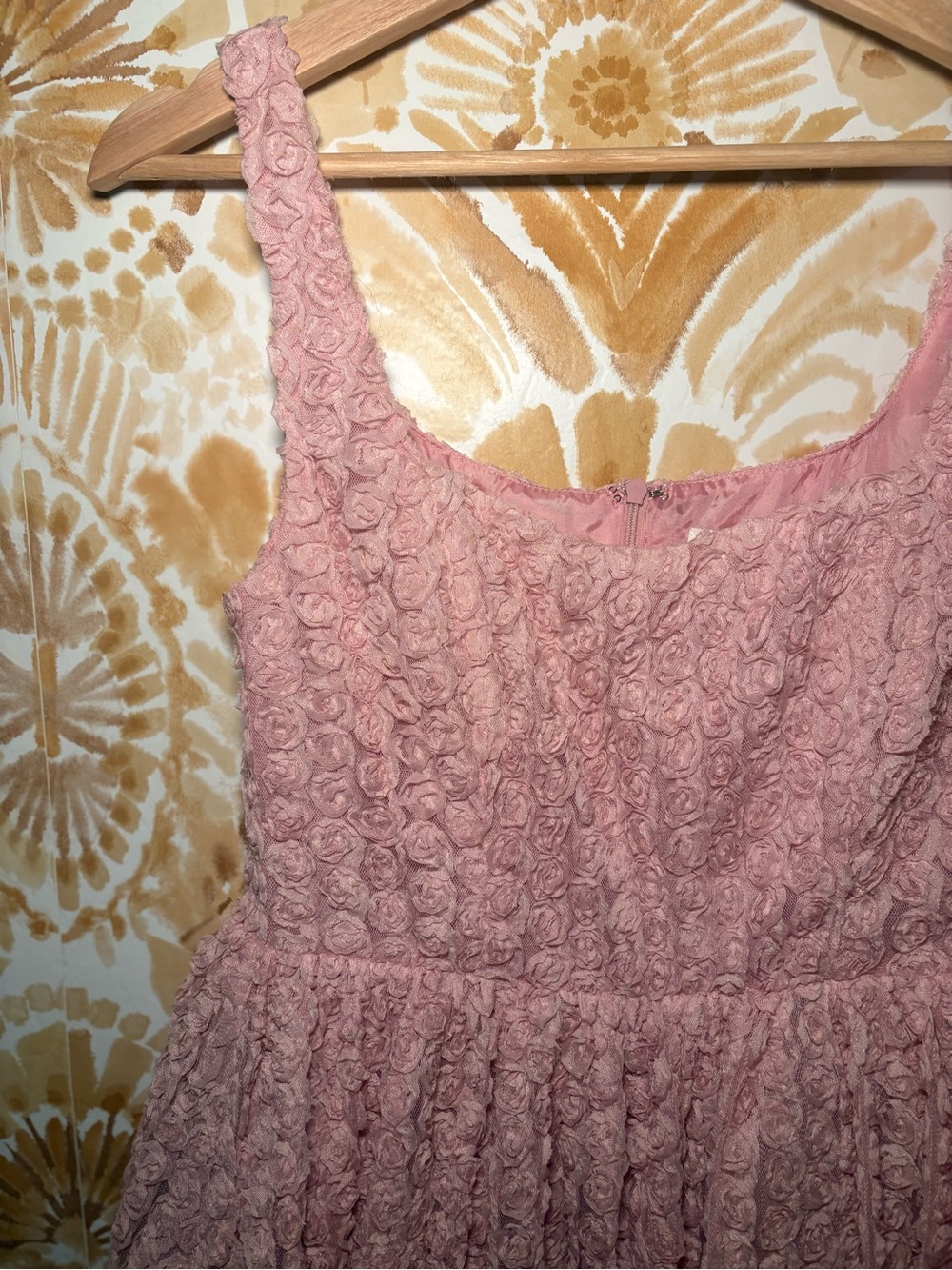 NWT All In Favor Pink Rosette Textured Mini Dress | Coquette Feminine Party - Picture 7 of 7